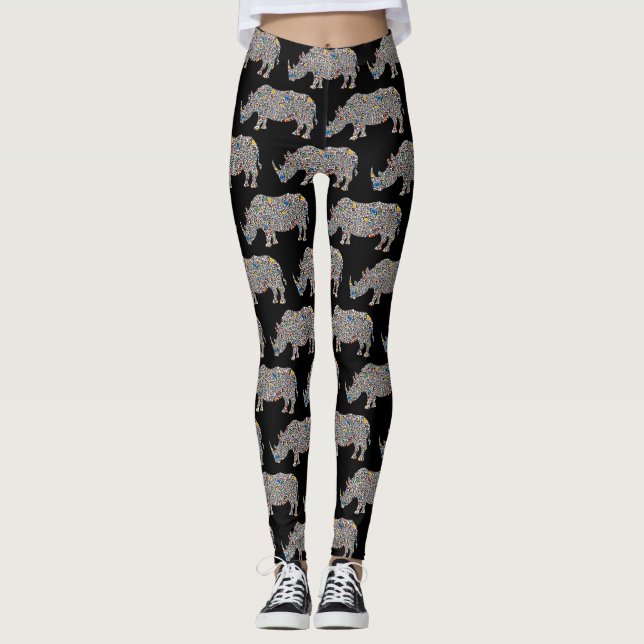 Leggings Rinocerontes psicodélicos (Anverso)