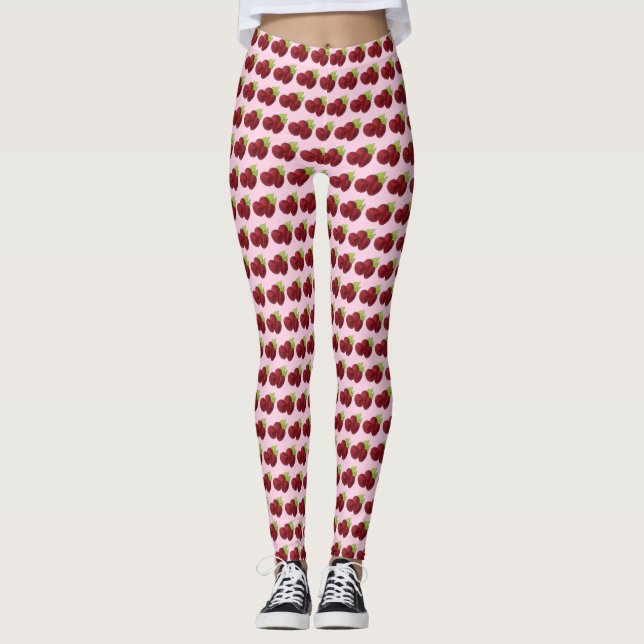 Leggings Ripe Raspberry Rojo Raspberries Berry Fruth Print (Anverso)