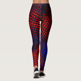 Leggings Riscos vermelhos cruzados em fundo azul?