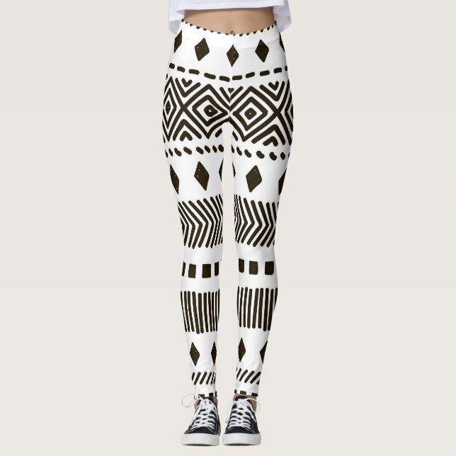 Leggings Ritmos tribales: patrones geométricos étnicos (Anverso)