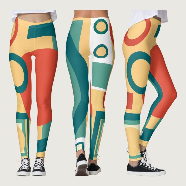 Leggings Rizografía geométrica retro vintage, risoprint (Subido por el creador)