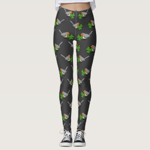 Leggings Robin lindo con Shamrock Clover Personalizado