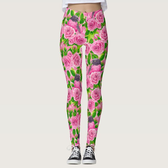 Leggings Robin rosado y rosas (Anverso)