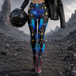 Leggings Robot Android Espacial Synth de los 80 Cósmico