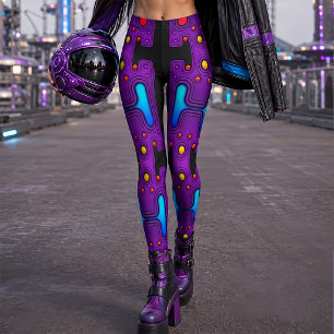 Leggings Robot Cyber Android de Sintetizador Púrpura de los