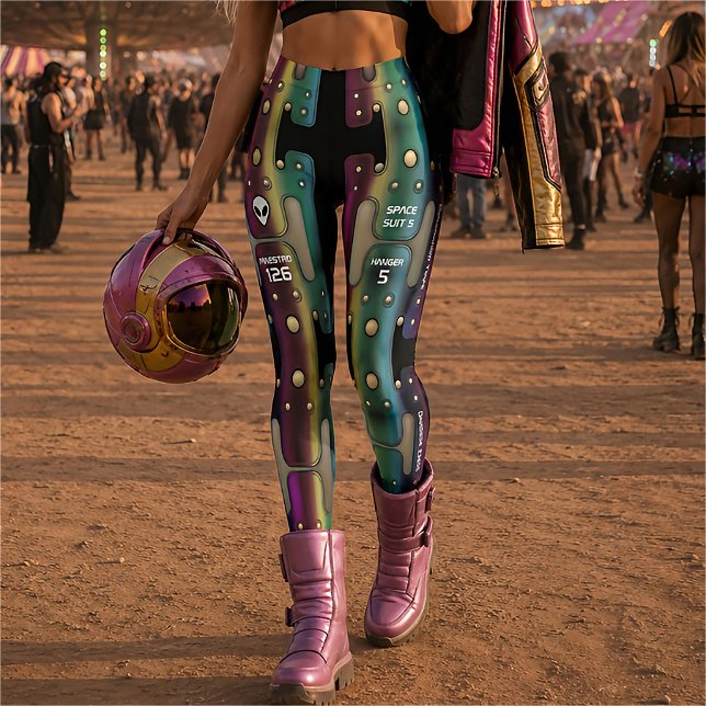 Leggings Robot de chica espacial de metal de arcoíris multi (Subido por el creador)