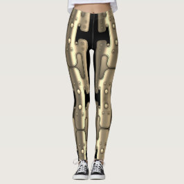 Leggings Robot de oro metálico mecánico Android