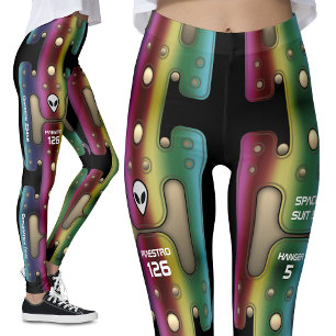 Leggings Robot violento del Chica espacial Metalizado arcoi