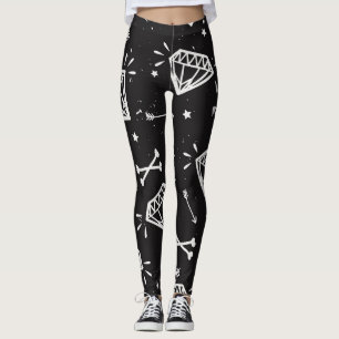 Leggings Roca gruesa: diamantes, patrón de huesos.