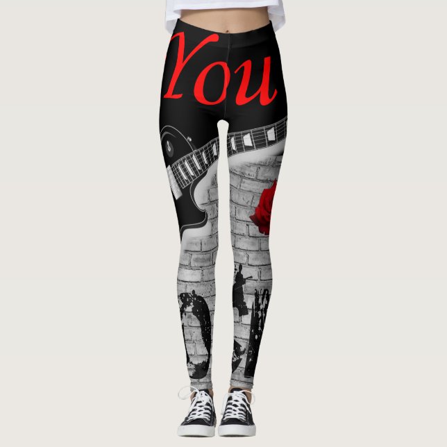 Leggings rocas las piernas rojas negras (Anverso)