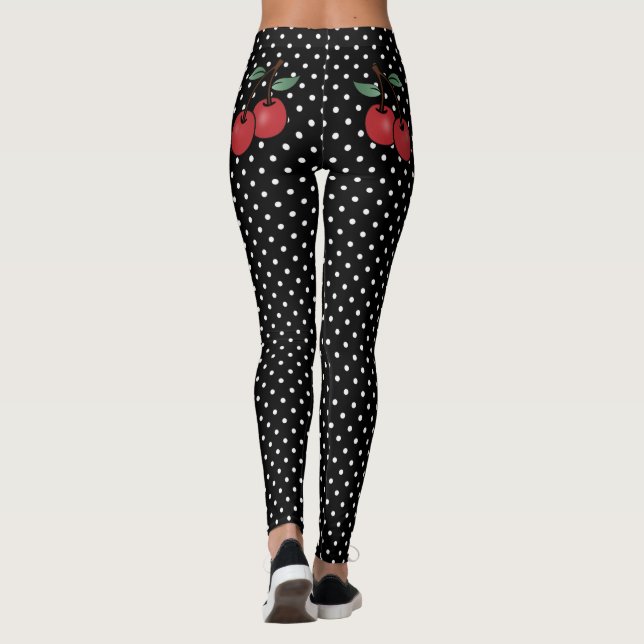 LEGGINGS ROCKABILLY CHERRY LOVE POKE DOT LEGGININS (Reverso)
