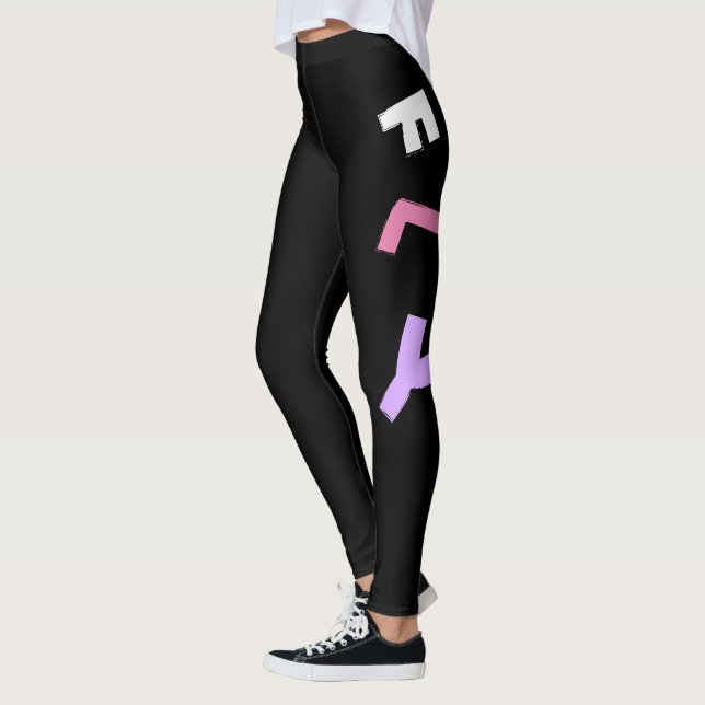 Leggings Rocket - Púrpura y RosaAbstract Pop Art. ¡FLY! (Izquierda)