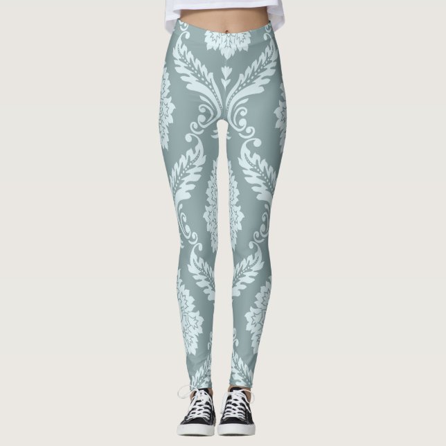 Leggings Rococo Damask Lg Pattern Duck Egg Blue+Teal (Anverso)