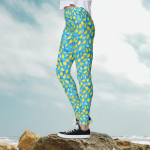 Leggings Rodajas De Limón Artísticas Sobre Patrón De Acuare