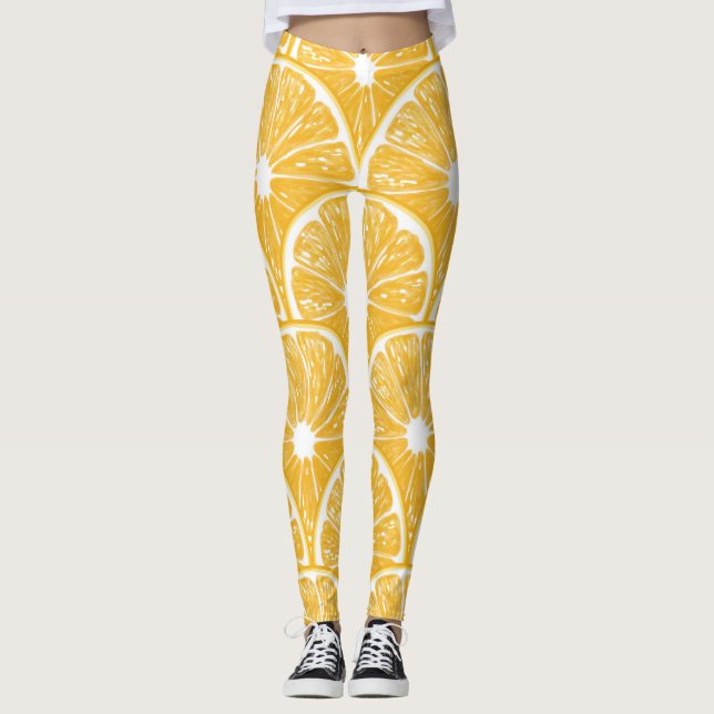 Leggings rodajas de naranja, diseño de patrones de frutas t (Anverso)