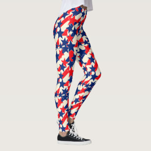Leggings Rojas, Blancas y Azules Estrellas y Barras