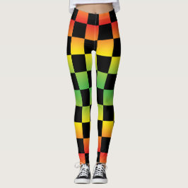 Leggings Rojo Amarillo Verde Rasta Ombre Checkerboard