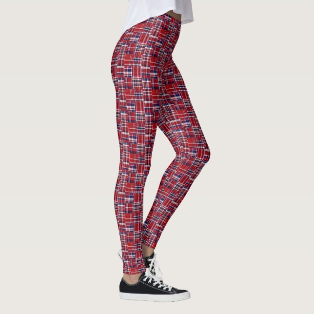 Leggings Rojo Arándano Azul Marino Cuadros Patchwork Madras (Derecha)