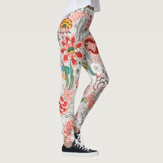 LEGGINGS ROJO AZUL AMARILLO FLORES SILVESTRES TULIPANES, HO