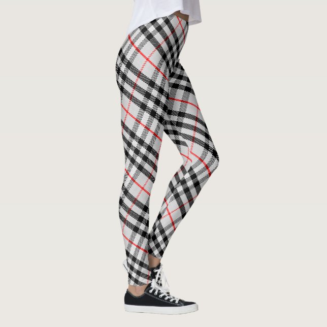Leggings Rojo blanco negro Gingham | Tejido clásico de cuad (Derecha)