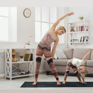 Leggings Rojo cereza, mármol rosa