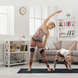 Leggings Rojo cereza, mármol rosa