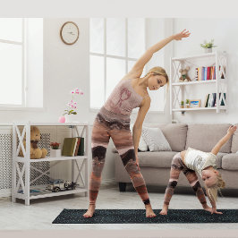 Leggings Rojo cereza, mármol rosa