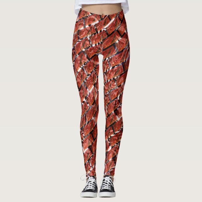 Leggings Rojo claro, burbujas sobre la rejilla o efecto lad (Anverso)