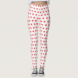 Leggings Rojo Corazón Girly Moda divertida Patrón de globo 