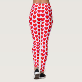 Leggings Rojo Corazón Rosa Edges Brillante Patrón de amor