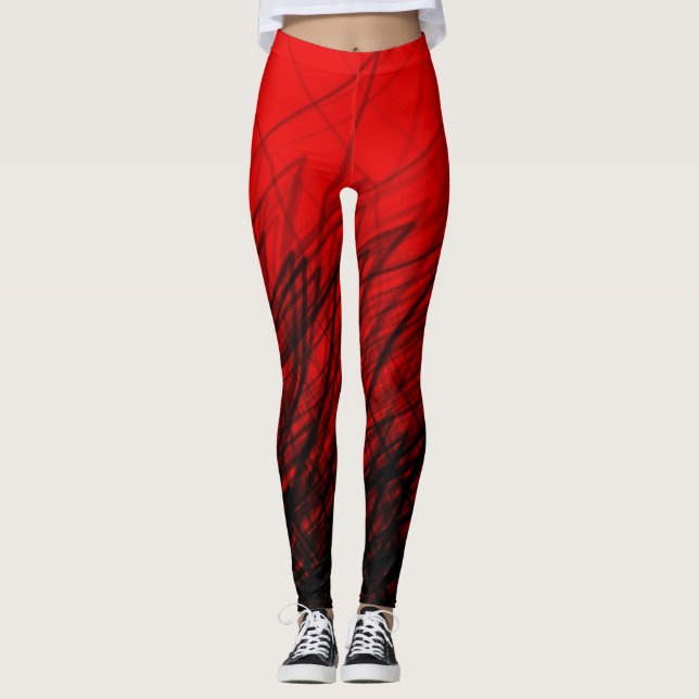 Leggings Rojo cruzado apilado - Piernas (Anverso)