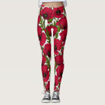 Leggings Rojo de adormidera 2<br><div class="desc">Patrón vectorial hecho de amapolas dibujadas a mano.</div>