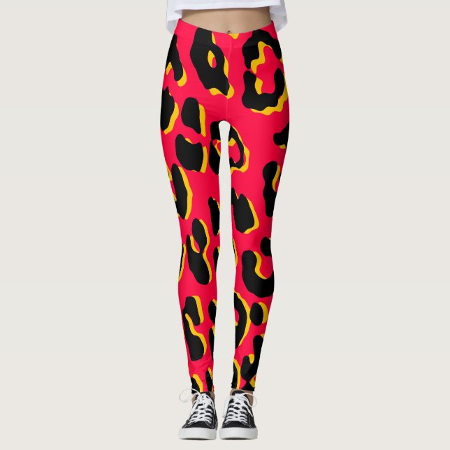 Leggings Rojo de impresión de leopardo (Anverso)