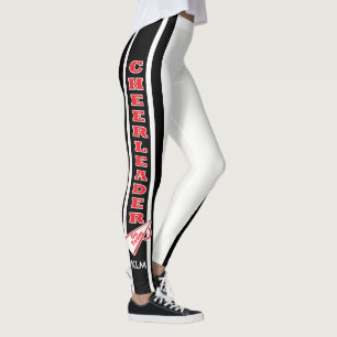 Leggings Rojo de la animadora del monograma, negro blanco