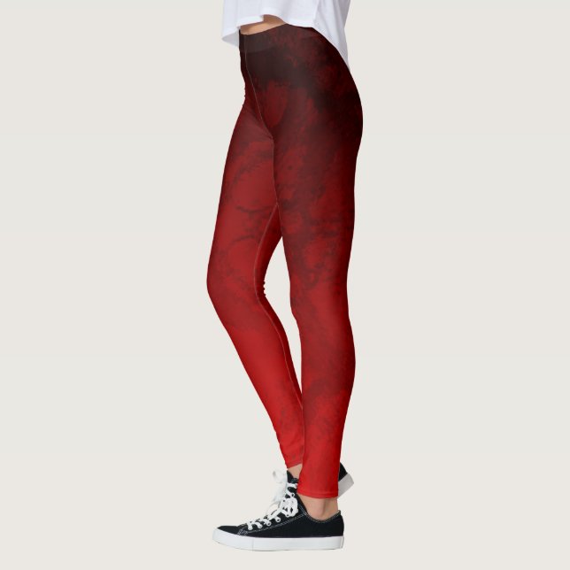 Leggings Rojo de rubí de diseño de vacaciones resbaladizas  (Izquierda)