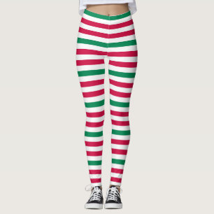 Leggings Rojo del doble con las rayas verdes