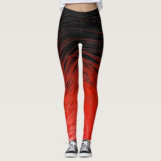 Leggings Rojo espiral complejo - Piernas (Anverso)