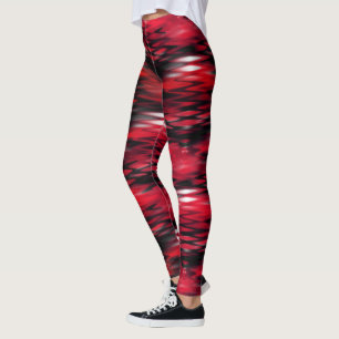 Leggings Rojo manchado bajo la forma blanca del zig-zag abs