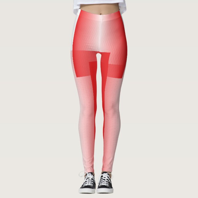 Leggings Rojo, naranja y pinceles rosas se mezclan (Anverso)