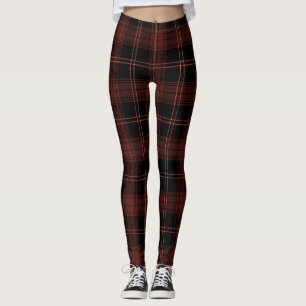 Leggings Rojo, Negro, Cherrywood, Red Damask Twill Tartán