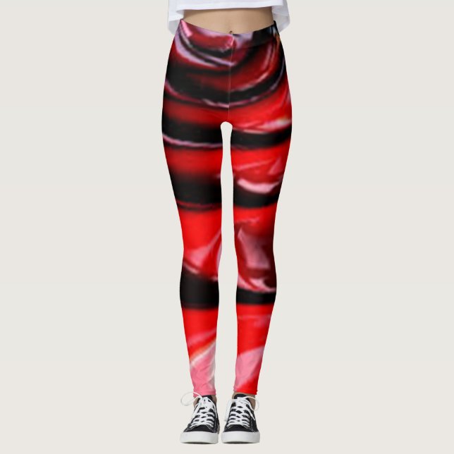 Leggings Rojo Negro genial Modern Chic hipster collages art (Anverso)