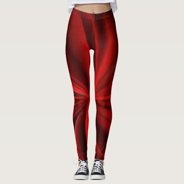 Leggings Rojo Negro Marrón Verde abstracto simple Color fre (Anverso)