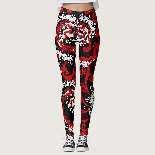 Leggings Rojo, negro y blanco (Anverso)