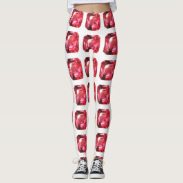 Leggings Rojo Octagon con forma de Ruby Gemstone Julio Birt