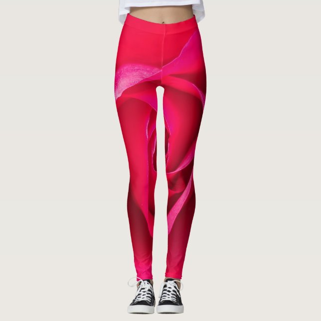 Leggings Rojo Romántico Rosa Rosa v2 (Anverso)
