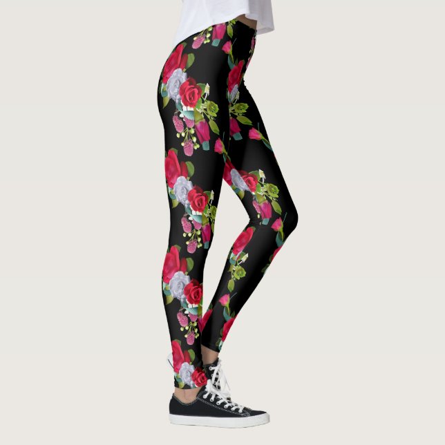 Leggings Rojo rosa floral (Derecha)