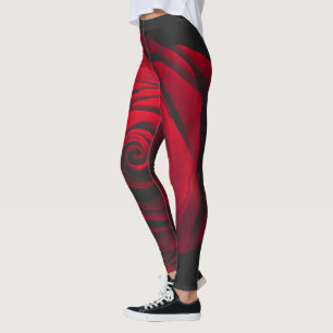 Leggings Rojo rosa sobre el efecto vintage de fondo negro