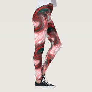 Leggings Rojo S-curves pinceladas y vidrio cremoso rosado T