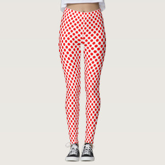 Leggings Rojo sobre puntos de polka de pequeño tamaño blanc
