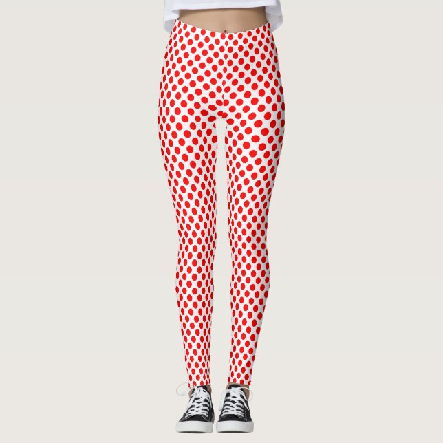 Leggings Rojo sobre puntos de polka de pequeño tamaño blanc (Anverso)